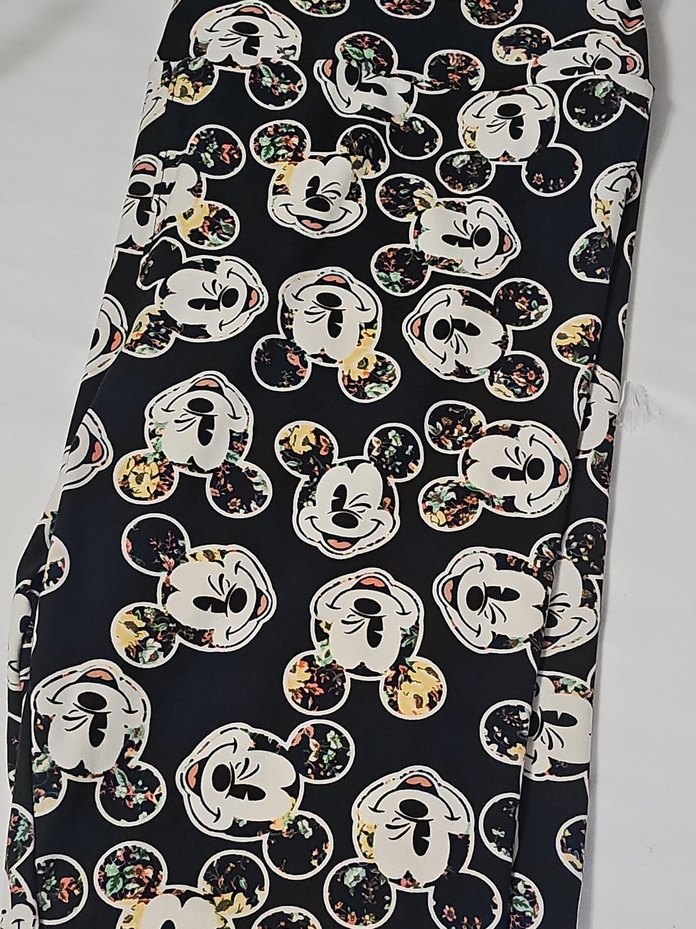 LuLaRoe Black Mickey Mouse Print Leggings with Multicolor Accents
